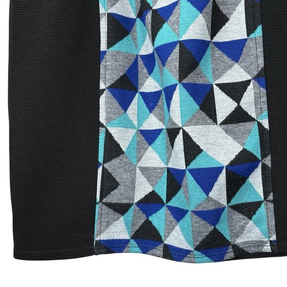 Plenty by Tracy Reese Geo Triangle Print Panel Cocktail Dress Black Blue Size 8 - Picture 5 of 9